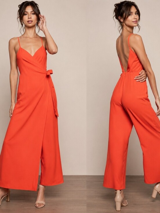 Show Me Your MuMu Pants - Show Me Your Mumu Daria red orange wrap jumpsuit Size Medium NEW NWT